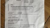 An MOT test certificate from the Driver & Vehicle Standards Agency for a MINI, vehicle registration WR12UCH, dated 24.01.2023. The certificate indicates a pass with a mileage of 597,762 miles. Advisories include tire wear on the front offside tire, with details for further information and legal disclaimers available.