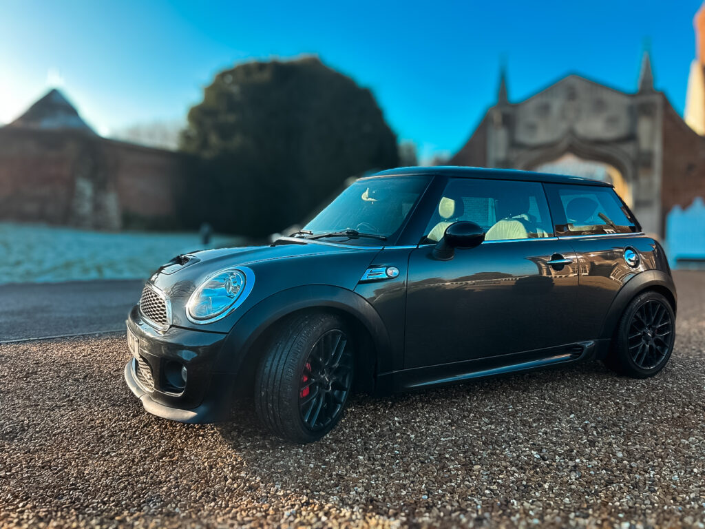 mini car black with blur background